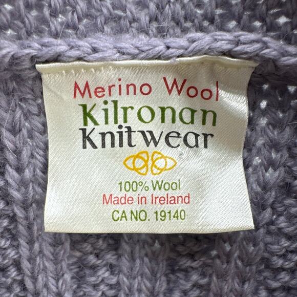 Kilronan Knitwear Merino Wool Light Purple Cable Knit Sweater Vest Women XXS - Picture 5 of 7